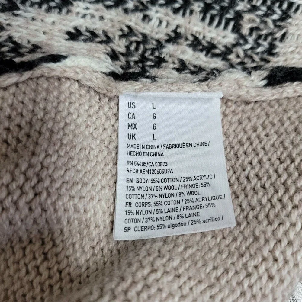 American Eagle Outfitters AEO Aztec Open Front Cardigan Sweater Southwest Large